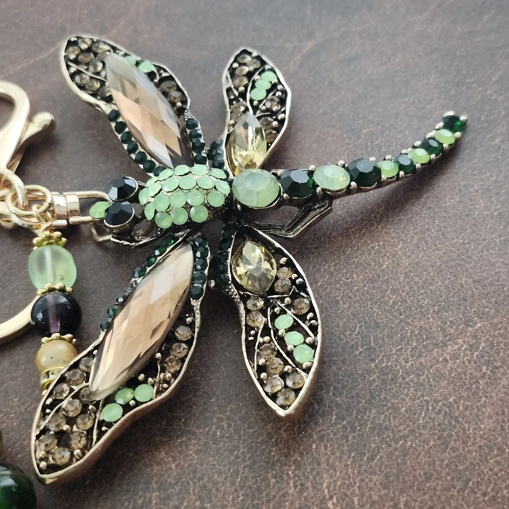 Dragonfly Over-sized Purse Charm or Keychain Jade Jasper Handcrafted
